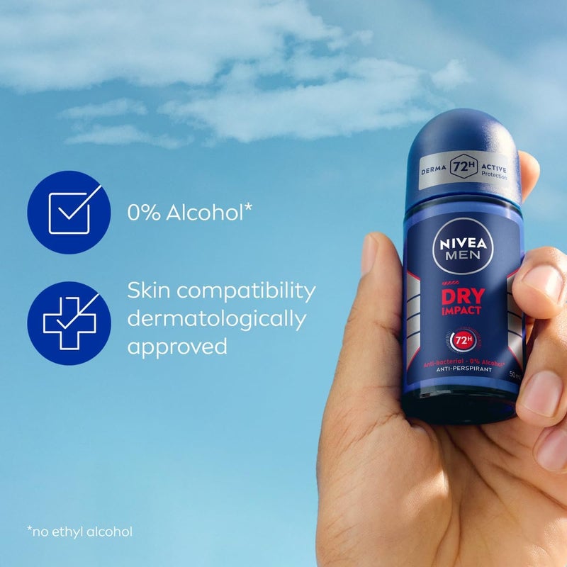 NIVEA MEN Dry Impact Anti-Perspirant Deodorant, 3x50ml, 48H Protection - Image 2